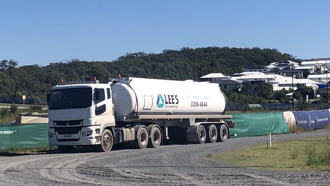 Extra pumping tankers were required for stormwater and sewerage drainage at the Shoreline wastewater holding tanks during the recent cyclone. Picture: JUDITH KERR