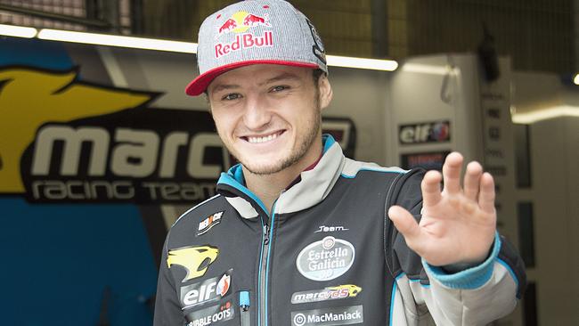 LE MANS, FRANCE - MAY 19: Jack Miller of Australia and Team EG 0,0 Marc VDS greets in front of box during the MotoGp of France - Free Practice on May 19, 2017 in Le Mans, France. (Photo by Mirco Lazzari gp/Getty Images)