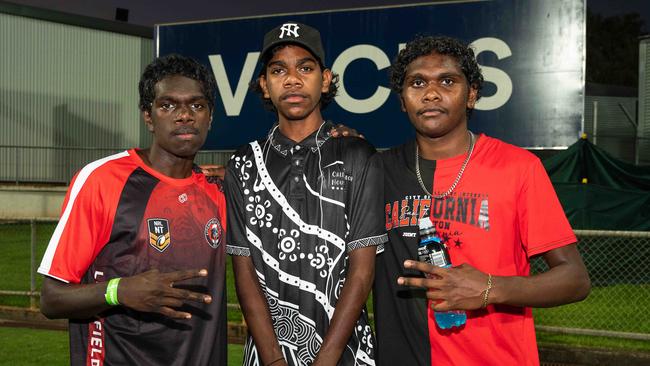 Randall Goodman, Monrel Jones and Joel Jones at the 2023 NRL match at TIO Stadium. Picture: Pema Tamang Pakhrin