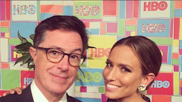 Steven Colbert with Emmy Award-winning actress Renee Bargh. Picture: Renee Bargh Instagram