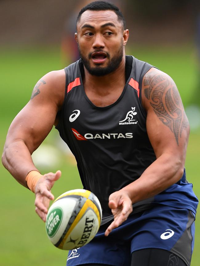 Sekope Kepu, pictured at a Wallabies training session, ...