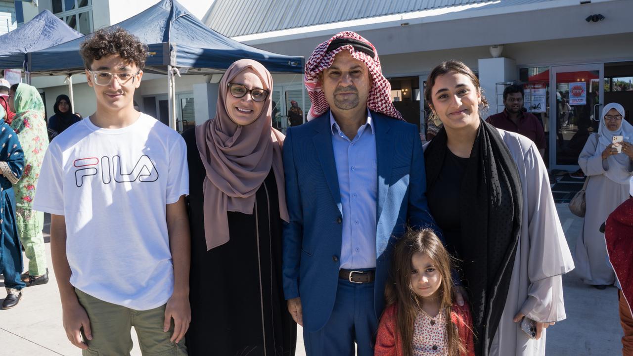 Qusay Yacoub, Ala'a Ishalil, Jamil Yacoub, Layan Yacoub and Kinda Yacoub at Toowoomba Mosque eid al-fitr celebrations. Wednesday, April 10, 2024 Picture: Christine Schindler