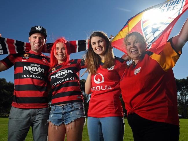 Wanderers and United fans ahead of the grand final. Picture: Tom Huntley