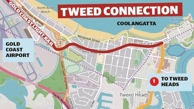 A concept map of the Tweed light rail.