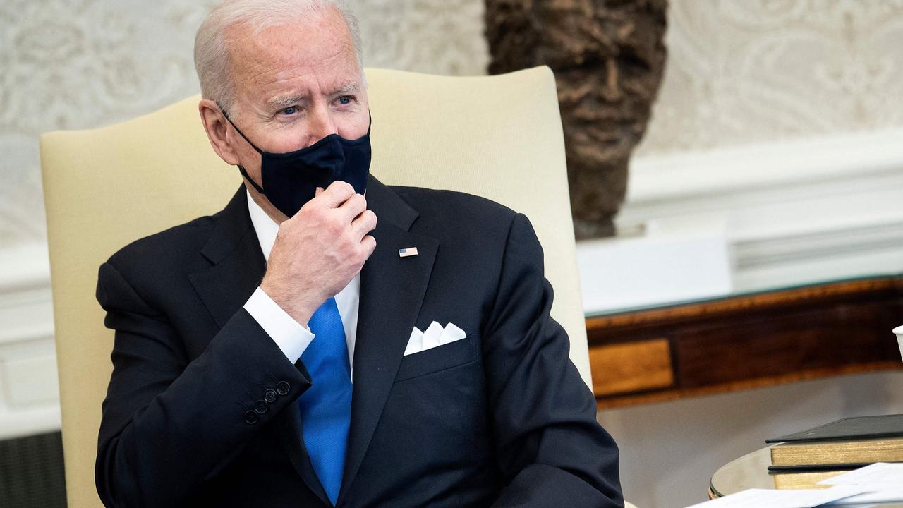 US President Joe Biden in the Oval Office today. Picture: Brendan Smialowski/AFP