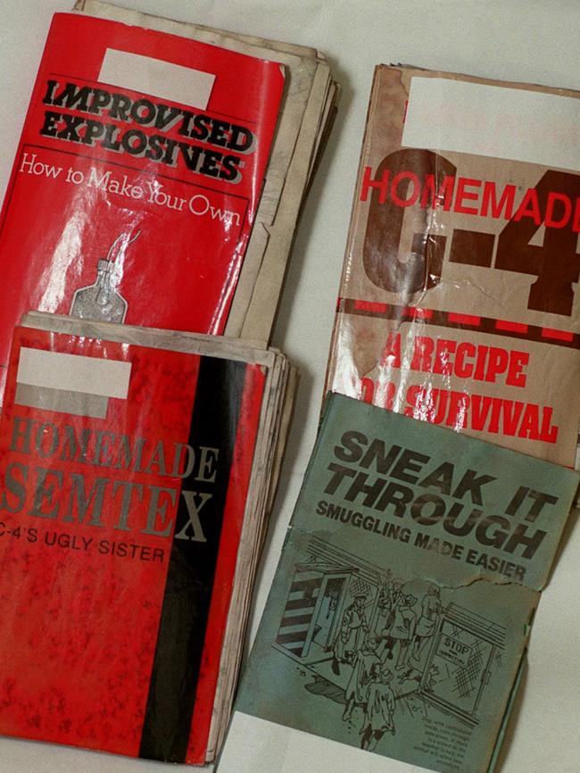 Some of the books seized from beneath Chamberlain’s shed which, prosecutors allege, belonged to Domenic Perre.