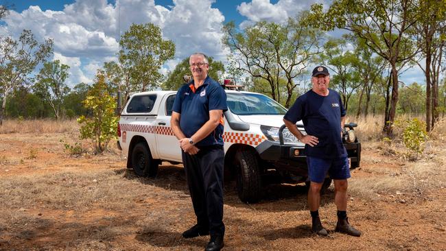 NT Emergency Service’s David Travers and volunteer Brett Martin, who were involved in the search for Daymon Ness. Picture: Che Chorley