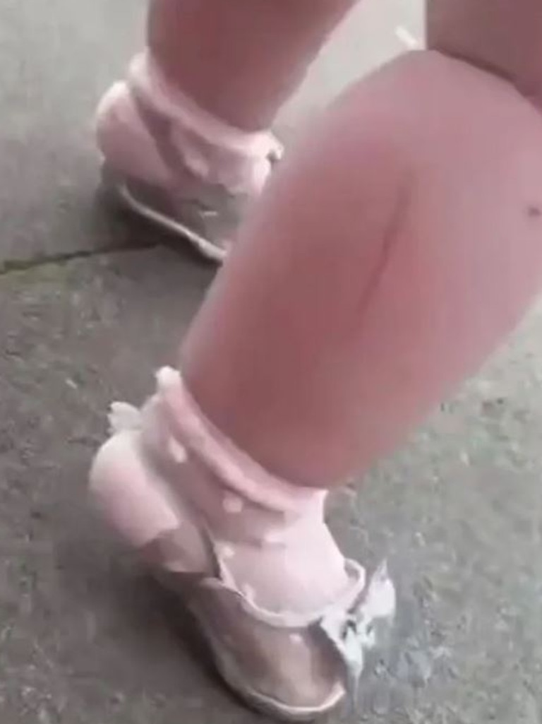 Baby walking in high hot sale heels