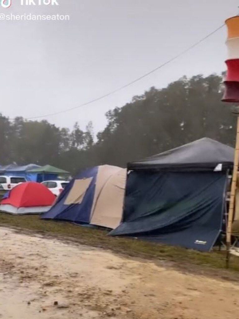 Tents were ripped from pegs in the wild winds.