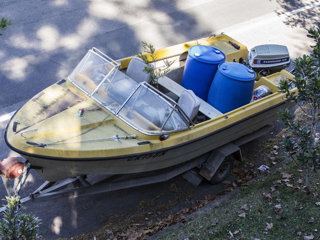 A boat Trailer with a tree growing out of it parked on Nelson Street in Annandale. Picture: Jenny Evans