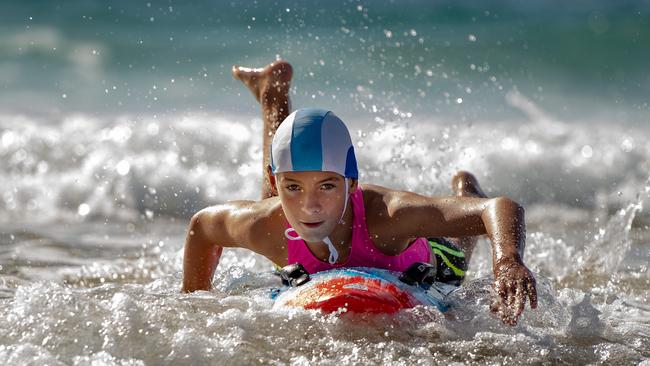 Local Sports Stars Awards nominee Jaiden Marshall practising his board skills at Maroubra Beach. Picture: Monique Harmer