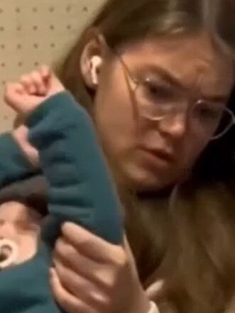 Ms Gonsalves stitched footage of herself outfitting her dog in a jumper with that of a mum dressing her tantrum-throwing toddler. Picture: Instagram