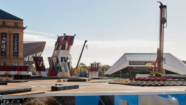 Progress of the Festival Plaza site on July 26, 2017. Picture: Matt Loxton/AAP