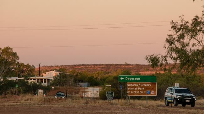An NT Police Vehicle in the remote community of Kalkarindgi. Picture: Glenn Campbell