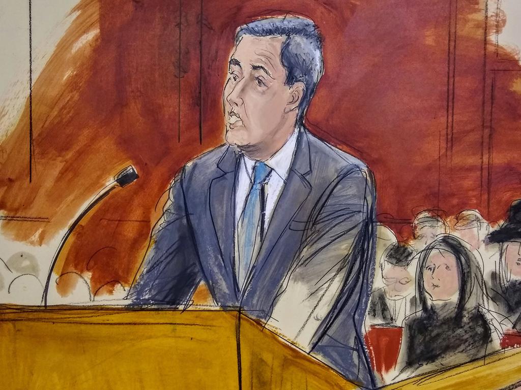 In this courtroom sketch, Michael Cohen addresses the court during his sentencing hearing. Picture: AP