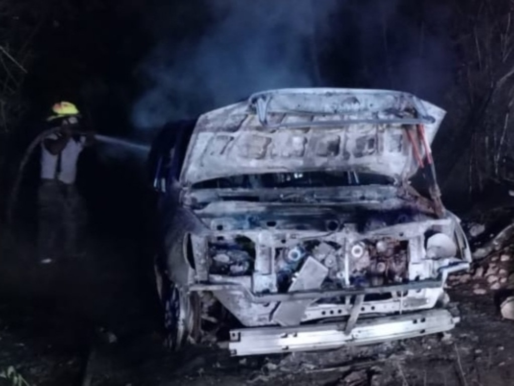 The burnt-out car linked to Tahnee Shanks.