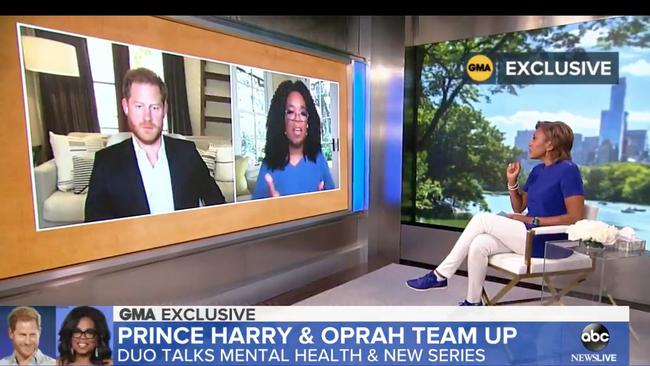 Prince Harry and Oprah Winfrey on Good Morning America.