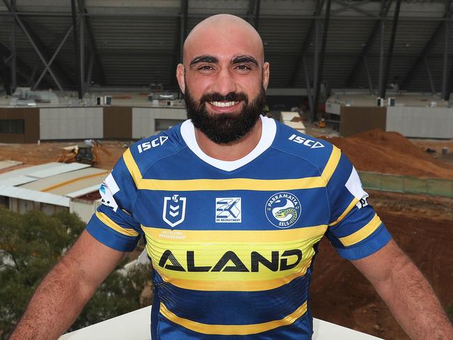 Parramatta NRL player Tim Mannah at the new BankWest Stadium from Parramatta Leagues Club, Sydney. Picture: Brett Costello