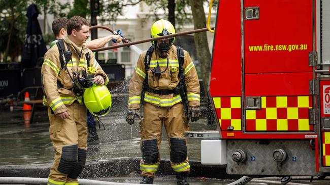 Firefighters and police responded after Mad Monkey Downtown Backpackers in Kings Cross went up in flames on Wednesday. Picture: NCA NewsWire / Max Mason-Hubers