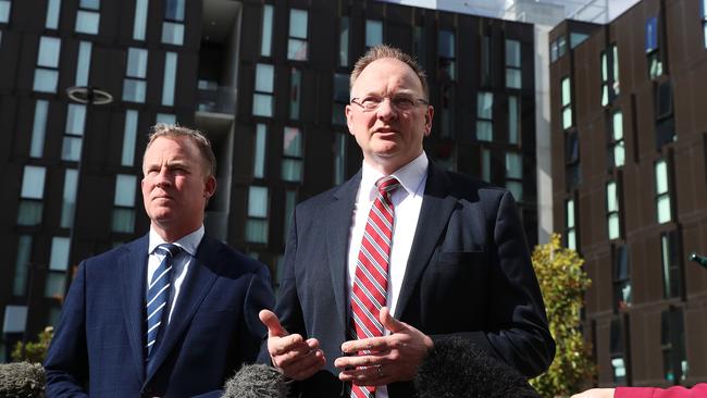 Housing Minister Roger Jaensch speaks about Hobart's housing crisis. Picture: LUKE BOWDEN