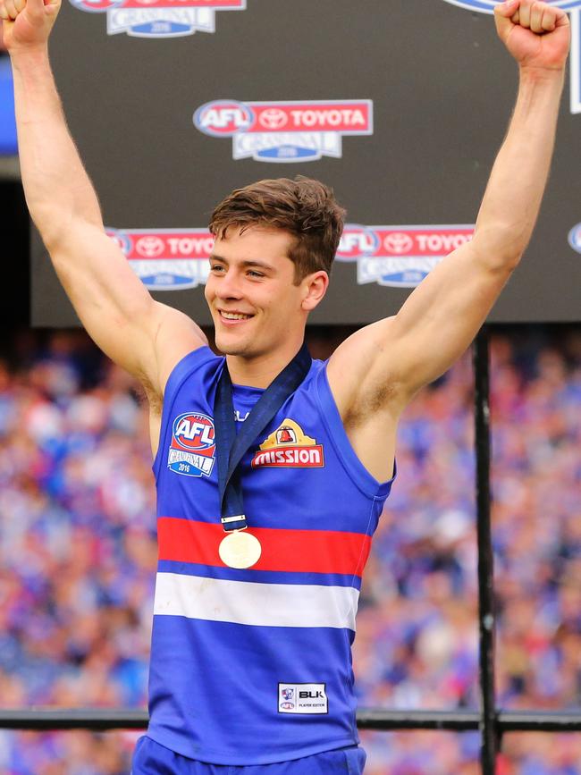 Josh Dunkley and his 2016 premiership medal. Picture: Michael Dodge/AFL Media