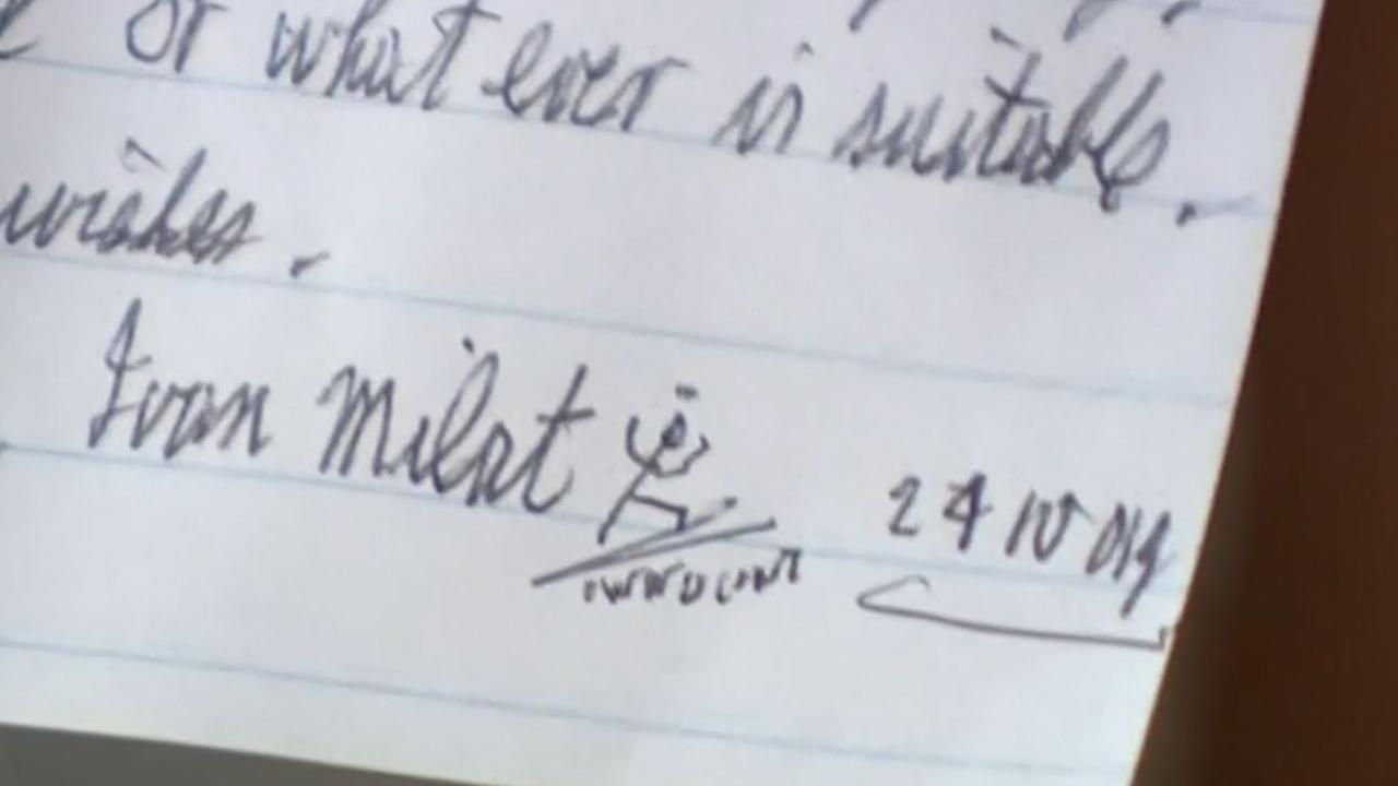 Ivan Milat's final signature. Picture: 10 News