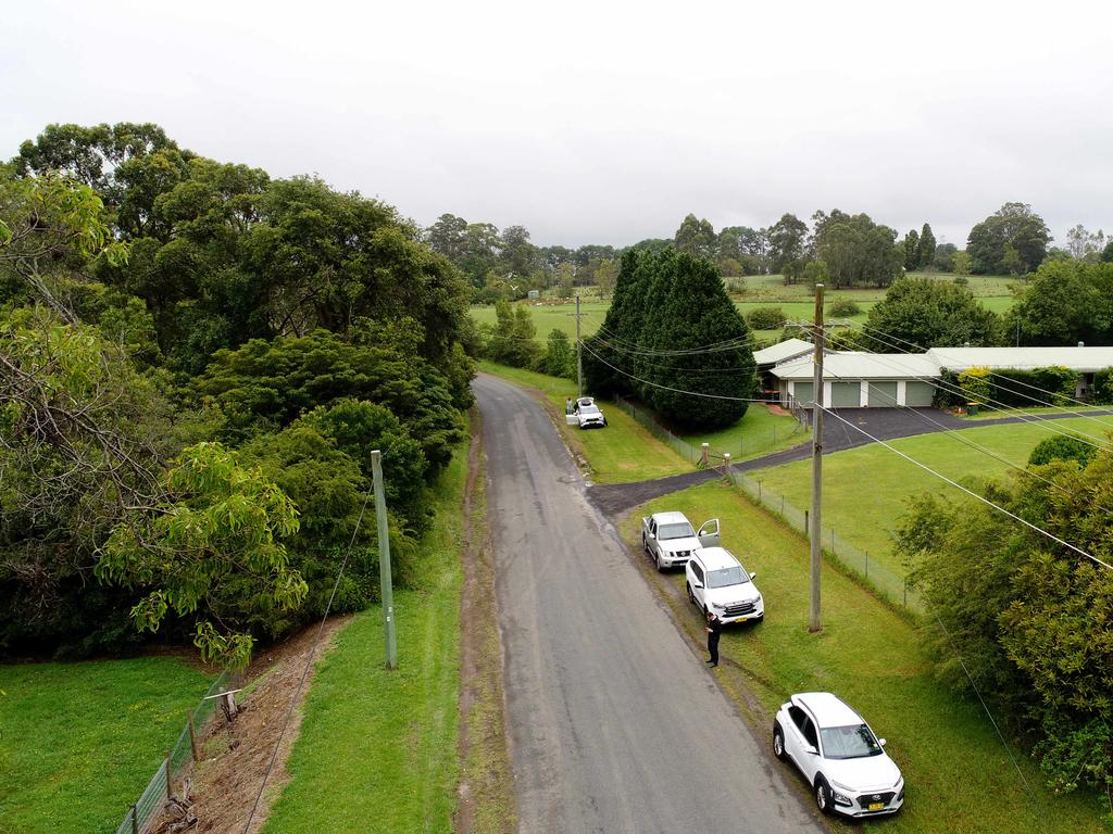 Derriwong Road in Dural near where a caravan was found that apparently contained explosives and anti-Semitic material. Picture: NewsWire / Damian Shaw