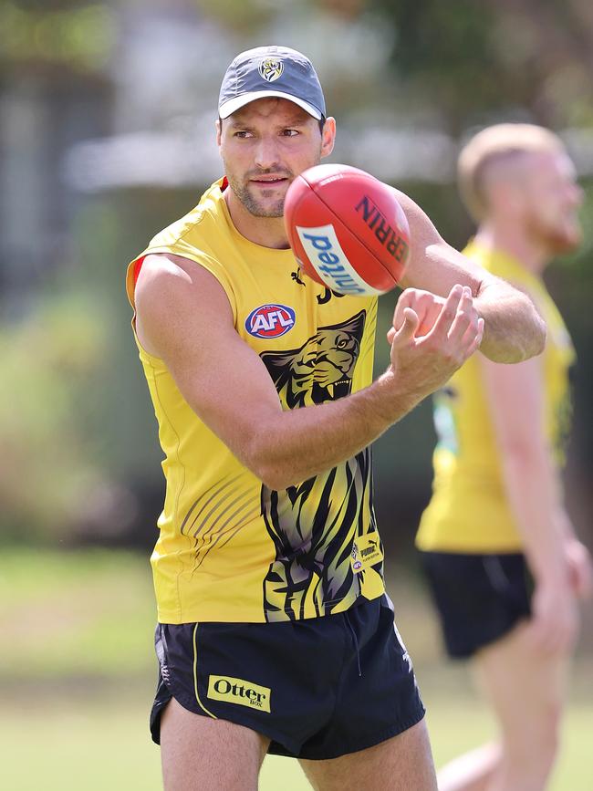 Toby Nankervis of the Tigers at training today. Pic: Michael Klein