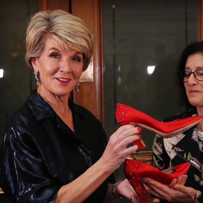 Ms Bishop donated her famed red shoes that she wore when she announced her resignation as foreign minister to the Museum of Australian Democracy in Canberra. Picture Kym Smith