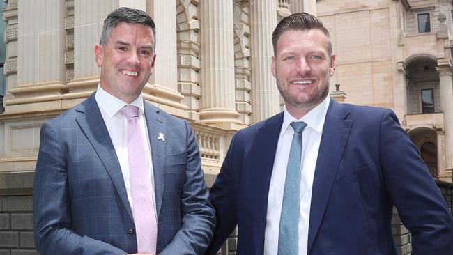 New Victorian Liberal leader Brad Battin with his deputy Sam Groth. Picture: David Crosling