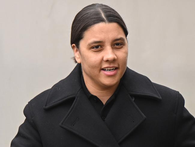 Matildas captain Sam Kerr arrives outside the Crown Court in Kingston upon Thames, England. Picture: Getty Images