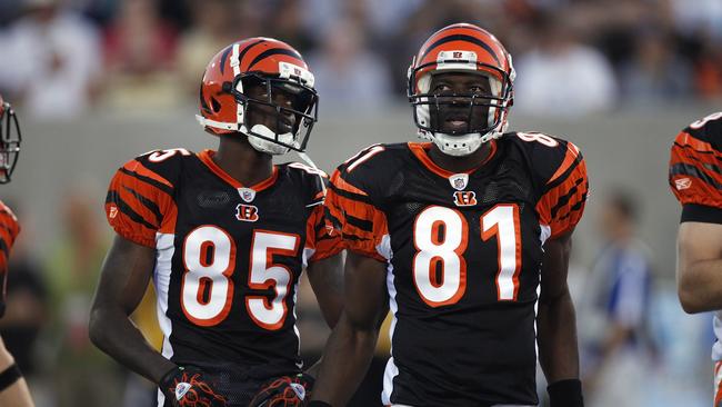 The former teammates in action for the Bengals in 2010. Photo by Joe Robbins/Getty Images