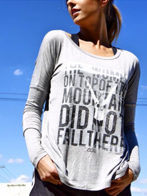 This Lorna Jane top features the picture Lydia Jahnke says she took at the top of Mt Lee