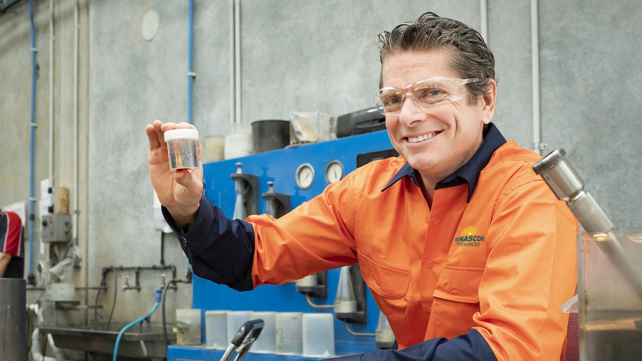 Renascor Resources' David Christensen with graphite samples. Picture: Don Brice