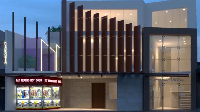 An artists impression of the planned three-level redevelopment at the burnt-out Club Dakota site in Ringwood. Picture: Robert Monaco/INHOUSECREATE.