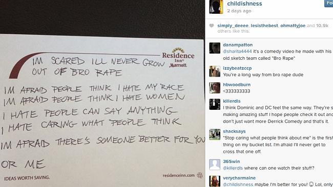The personal notes were scribbled on Marriott hotel stationary. Picture: Instagram