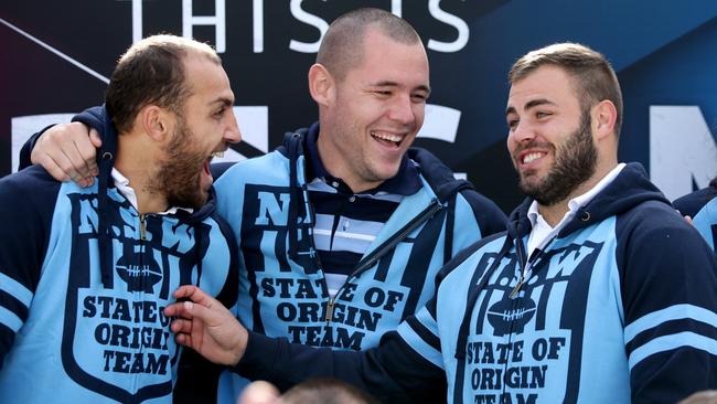 Graham has a laugh with Blake Ferguson and David Klemmer.