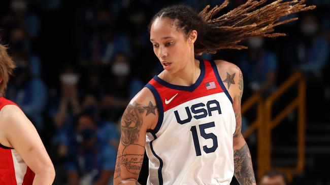 Brittney Griner’s No. 15 is being temporarily retired. (Photo by Kevin C. Cox/Getty Images)