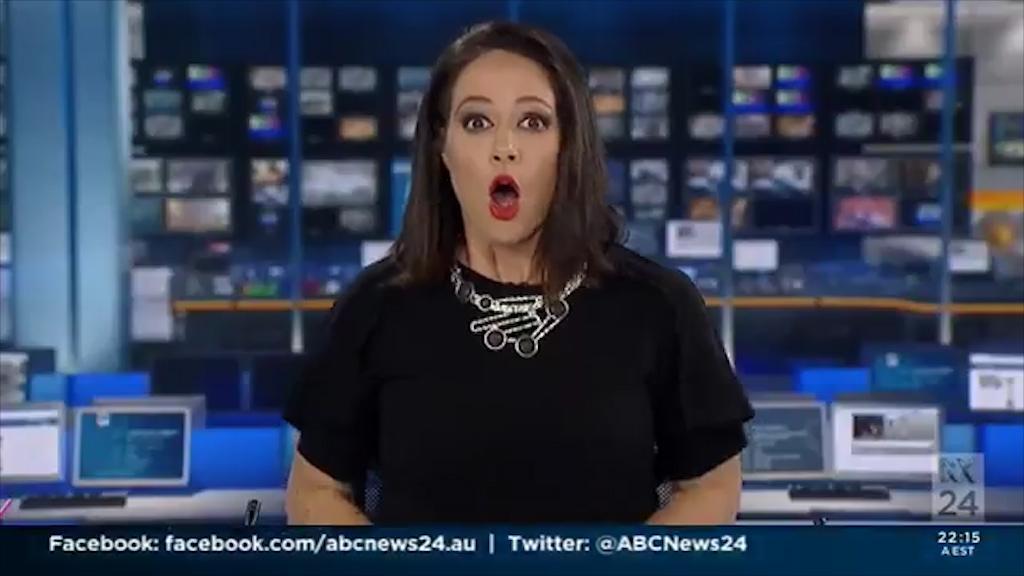 Priceless moment newsreader realises she's back on air