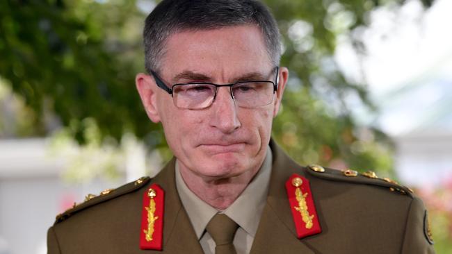 Chief of the Defence Force General Angus Campbell at the Royal Commission in Defence and Veteran Suicide currently sitting in Townsville. Picture: Evan Morgan