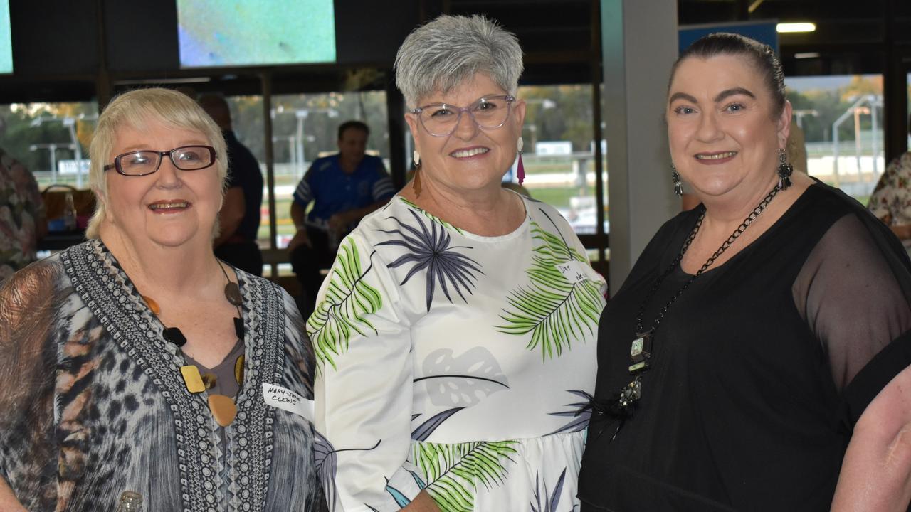 Mary-Jane Clews, Det Neven and Carolyn Schelks at Norths Chargers' centenary celebrations at the Rockhampton Jockey Club on October 2, 2021.