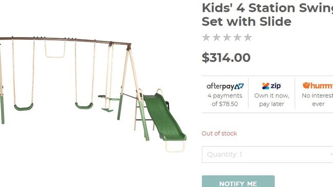 Temple &amp; Webster swing sets have been sold out too.