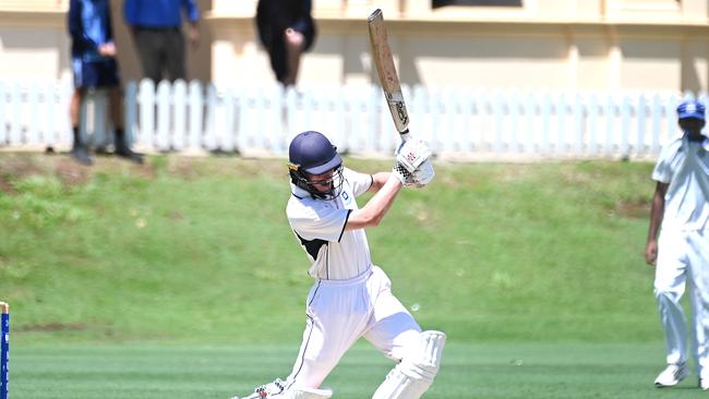 BGS batsman Sam Wallwork GPS first XI cricket between Nudgee and BGS. Picture, John Gass