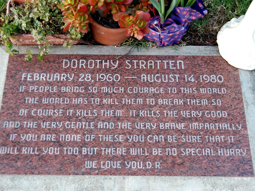 Dorothy Stratten's grave sits in Westwood. Picture: Barry King