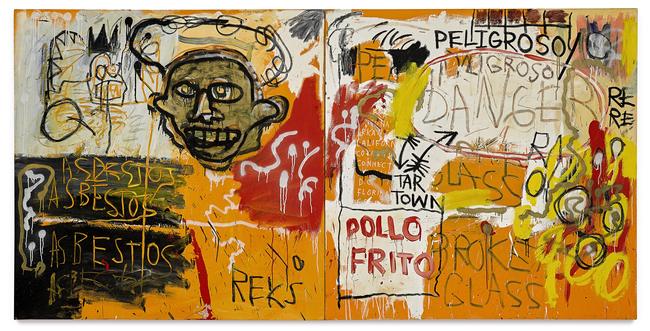 Jean-Michel Basquiat, Untitled (Pollo Frito) 1982, acrylic, oil, and enamel on canvas, diptych. Picture: Estate of Jean-Michel Basquiat. Licensed by Artestar, New York