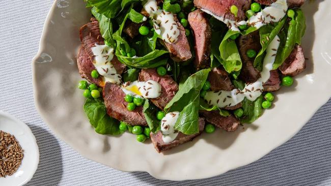 Elizabeth Hewson's spring salad with peas and lamb