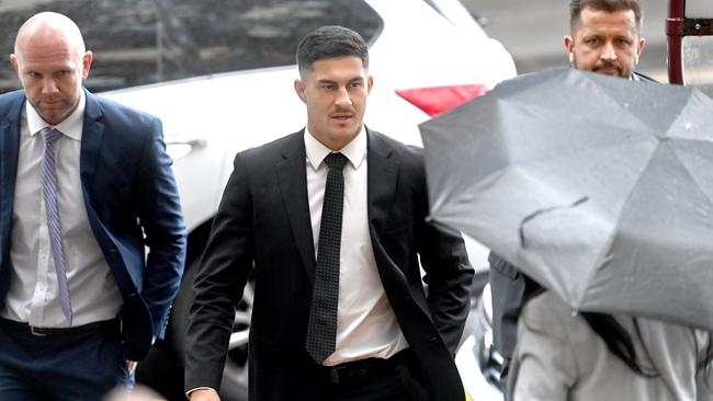 SYDNEY, AUSTRALIA - NewsWire Photos, JUNE 28, 2023. Parramatta NRL player Dylan Brown arrives at Downing Centre Court.Picture: NCA NewsWire / Jeremy Piper