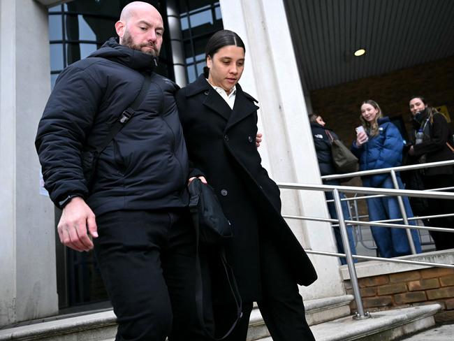 Sam Kerr leaves Kingston Crown Court in South London. Picture: Justin Tallis