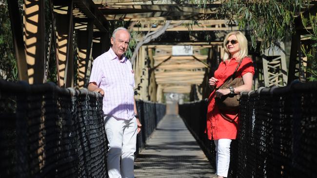 Jim McDonald and his friend Dorothy Abadoura on the bridge where the incident occurred. Picture: Andrew Henshaw