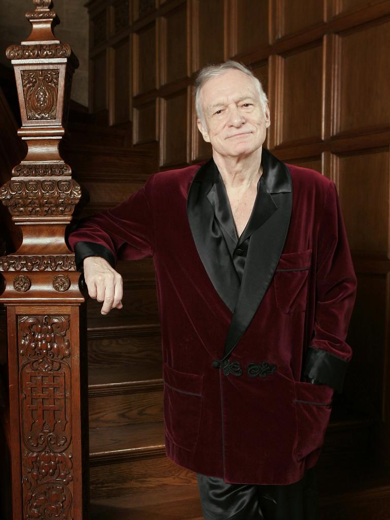 <p>April 7, 2006, Playboy founder Hugh Hefner is photographed at the Playboy Mansion in the Holmby Hills area of Los Angeles. Picture: AP</p>